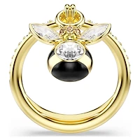 Idyllia motif ring, Mixed cuts, Bee, Multicoloured, 18K gold finish