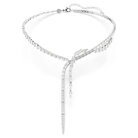 Mesmera Y necklace, Mixed cuts, White, Rhodium plated