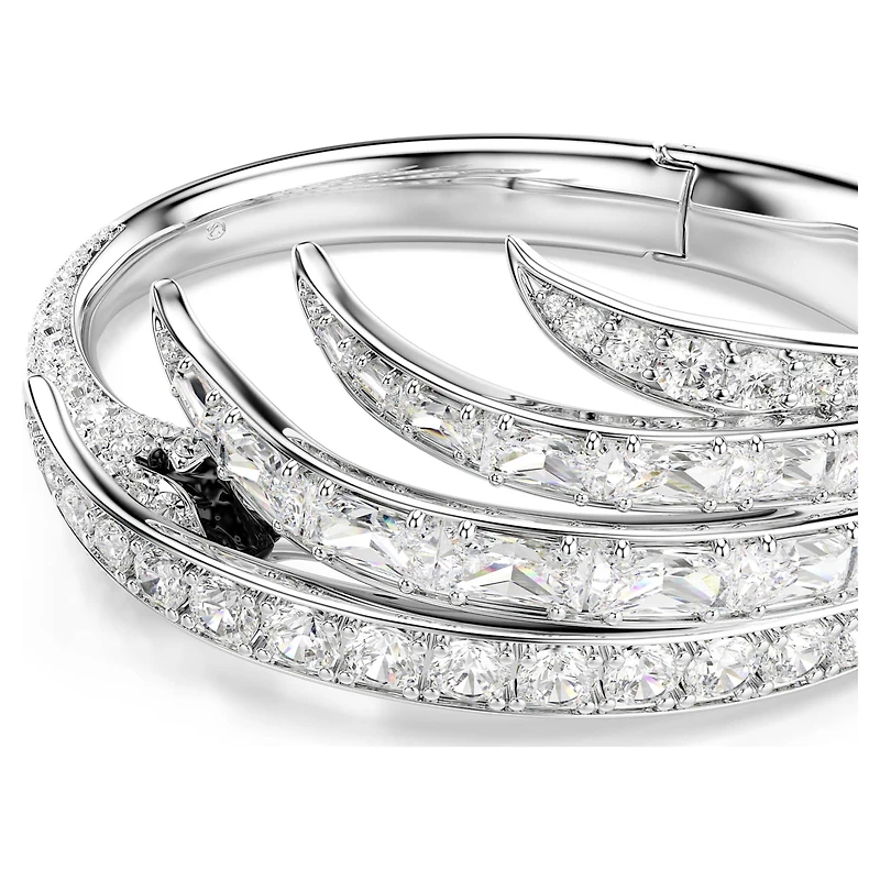 Vienna bangle, Mixed cuts, Swan, White, Rhodium plated