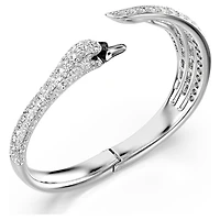 Vienna bangle, Mixed cuts, Swan, White, Rhodium plated