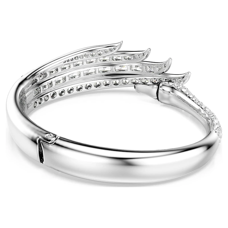 Vienna bangle, Mixed cuts, Swan, White, Rhodium plated