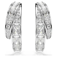Vienna hoop earrings, Mixed cuts, White, Rhodium plated