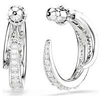 Vienna hoop earrings, Mixed cuts, White, Rhodium plated
