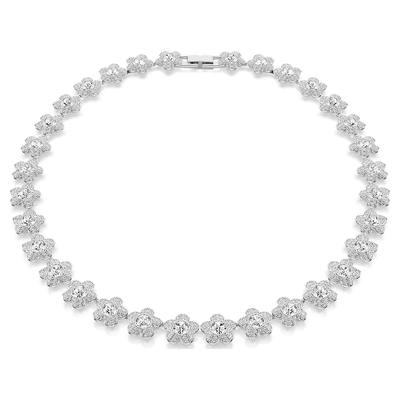 Ariana Grande x Swarovski necklace, Round cut, Flower, White, Rhodium plated by SWAROVSKI