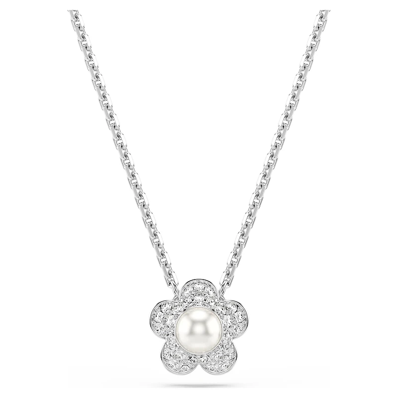 Ariana Grande x Swarovski set, Crystal pearl, Round cut, Flower, White, Rhodium plated by SWAROVSKI