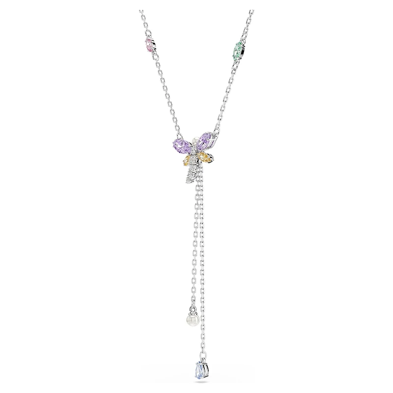 Ariana Grande x Swarovski Y necklace, Mixed cuts, Dragonfly, Multicoloured, Rhodium plated