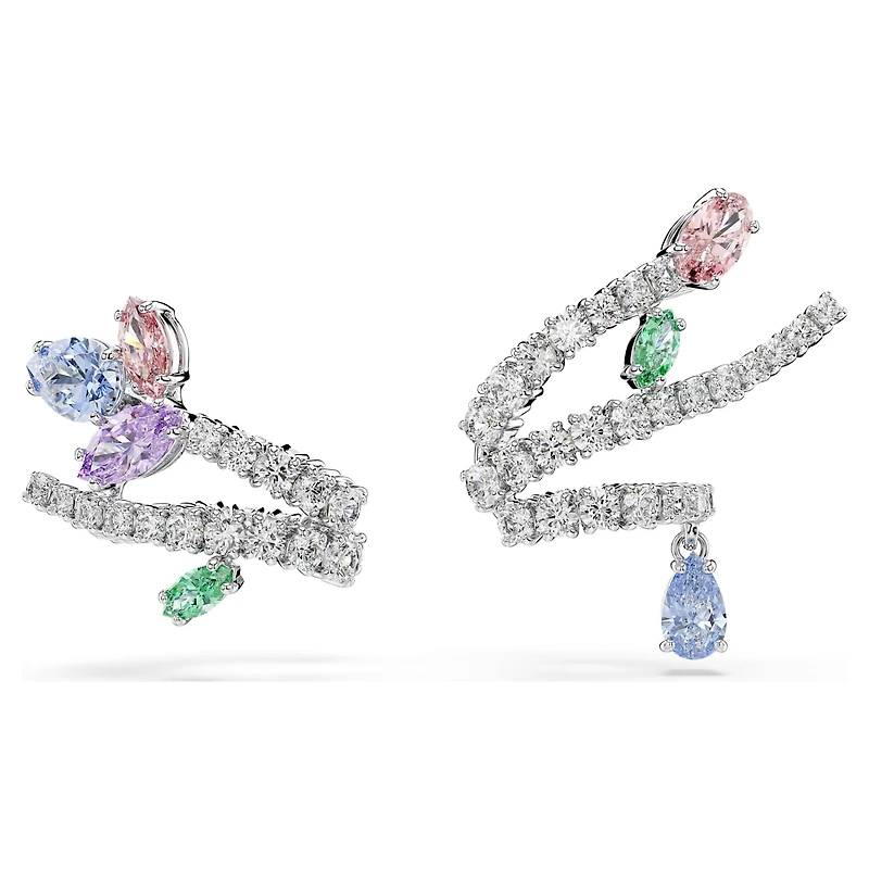 Ariana Grande x Swarovski ear cuffs, Mixed cuts, Multicoloured, Rhodium plated by SWAROVSKI