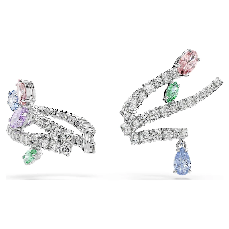 Ariana Grande x Swarovski ear cuffs, Mixed cuts, Multicoloured, Rhodium plated by SWAROVSKI