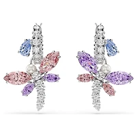 Ariana Grande x Swarovski drop earrings, Mixed cuts, Dragonfly, Multicoloured, Rhodium plated by SWAROVSKI