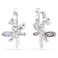 Ariana Grande x Swarovski drop earrings, Mixed cuts, Dragonfly, Multicoloured, Rhodium plated by SWAROVSKI