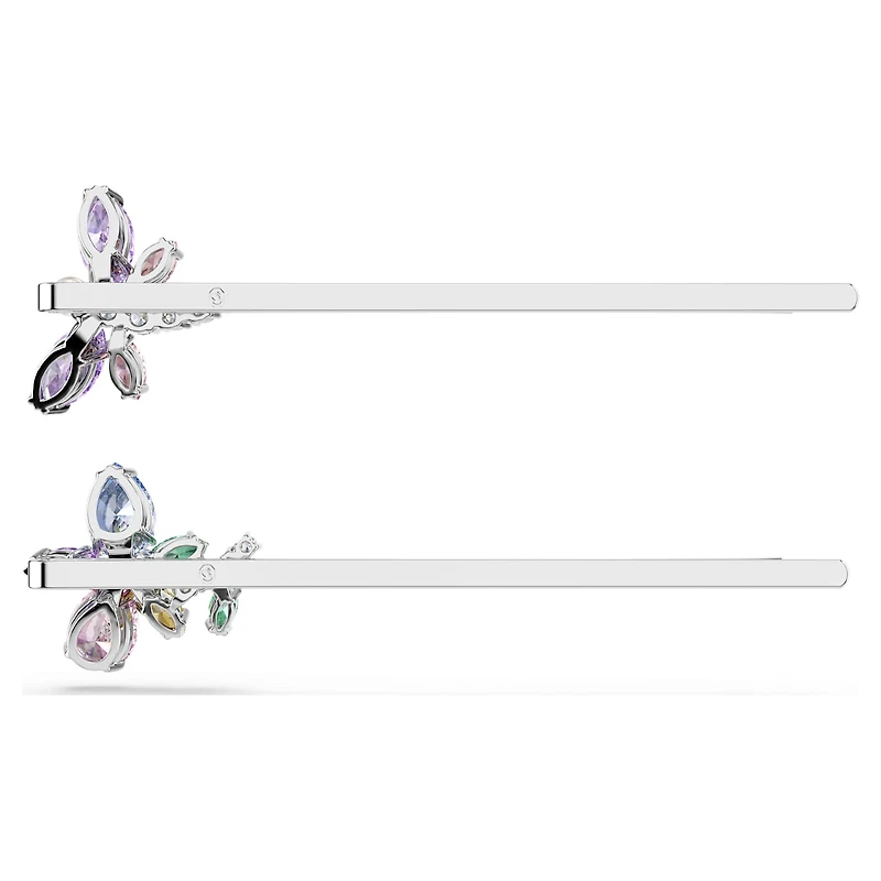Ariana Grande x Swarovski hair pin, Mixed cuts, Dragonfly, Flower, Multicolored, Rhodium plated by SWAROVSKI