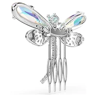 Ariana Grande x Swarovski brooch and hair accessory, Crystal Pearl, Mixed cuts, Dragonfly, White, Rhodium plated by SWAROVSKI