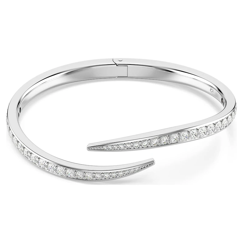 Vienna bangle, Round cut, Swan, White, Rhodium plated