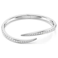Vienna bangle, Round cut, Swan, White, Rhodium plated