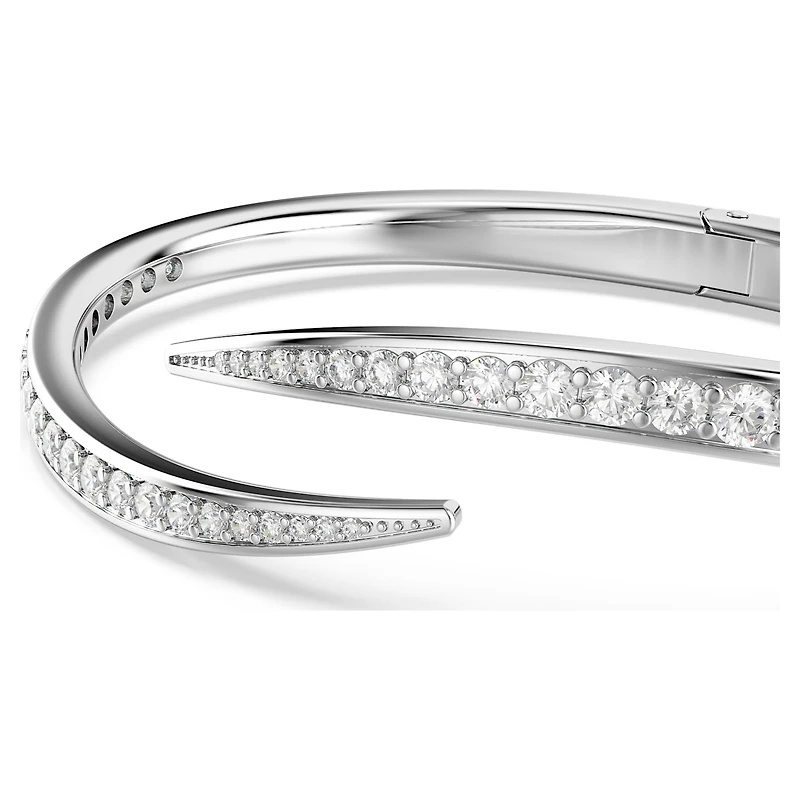 Vienna bangle, Round cut, Swan, White, Rhodium plated
