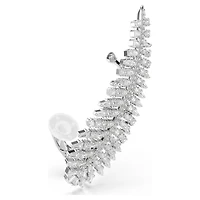 Vienna earrings, Mixed cuts, Feather, White, Rhodium plated