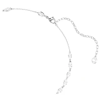 Vienna Y necklace, Mixed cuts, Feather, White, Rhodium plated