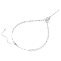 Vienna Y necklace, Mixed cuts, Feather, White, Rhodium plated