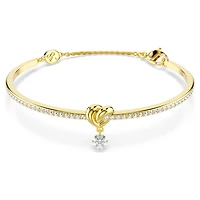 Lifelong bangle, Round cut, Heart, White, 18K gold finish