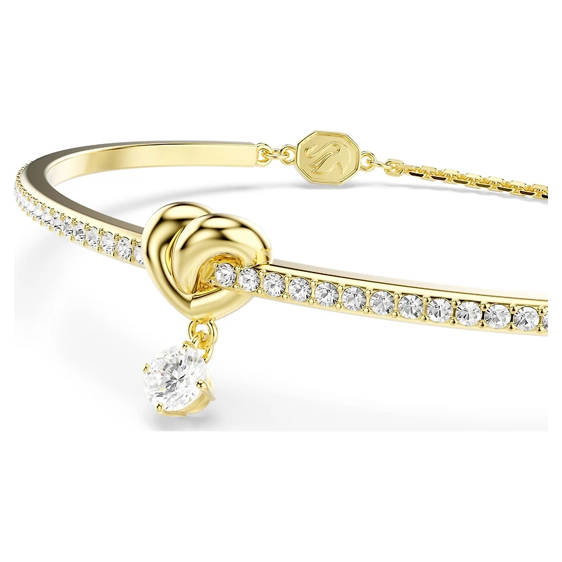 Lifelong bangle, Round cut, Heart, White, 18K gold finish