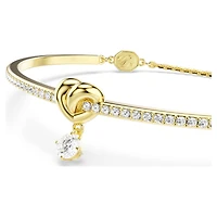 Lifelong bangle, Round cut, Heart, White, 18K gold finish