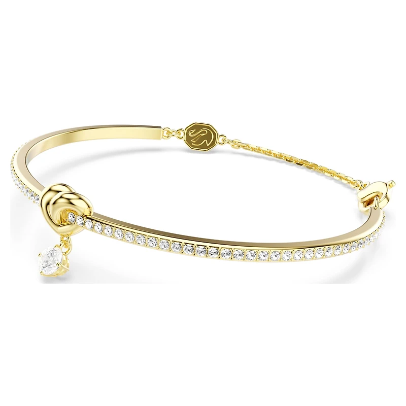 Lifelong bangle, Round cut, Heart, White, Gold-tone plated by SWAROVSKI