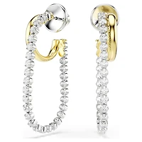 Hyperbola earrings, Round cut, White, Mixed metal finish