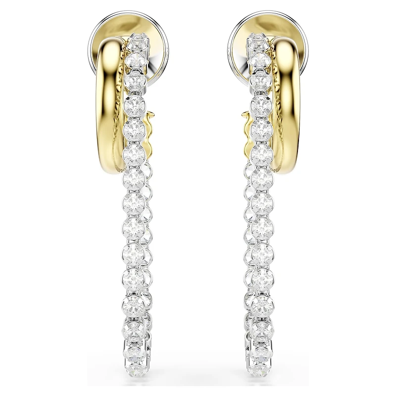 Hyperbola earrings, Round cut, White, Mixed metal finish