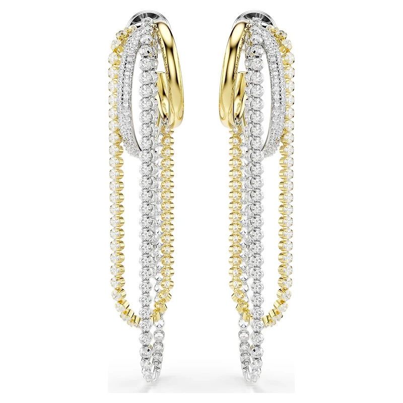 Hyperbola earrings, Layered, Round cut, White, Mixed metal finish