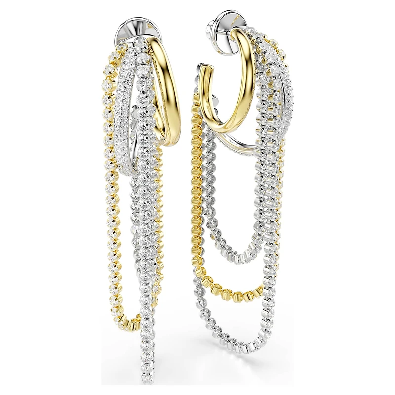 Hyperbola earrings, Layered, Round cut, White, Mixed metal finish