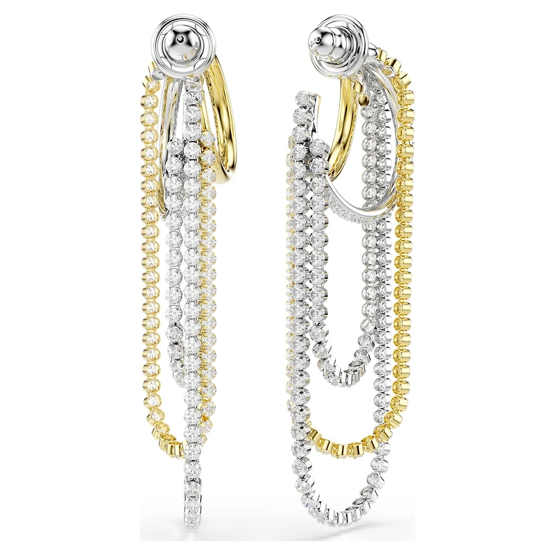 Hyperbola earrings, Layered, Round cut, White, Mixed metal finish