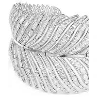 Vienna choker, Mixed cuts, Feather, White, Rhodium plated