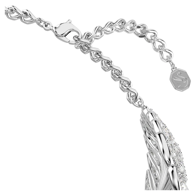 Vienna choker, Mixed cuts, Feather, White, Rhodium plated