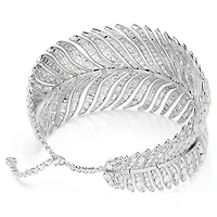 Vienna choker, Mixed cuts, Feather, White, Rhodium plated
