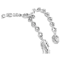 Vienna bracelet, Mixed cuts, Feather, White, Rhodium plated