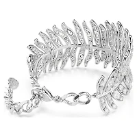 Vienna bracelet, Mixed cuts, Feather, White, Rhodium plated