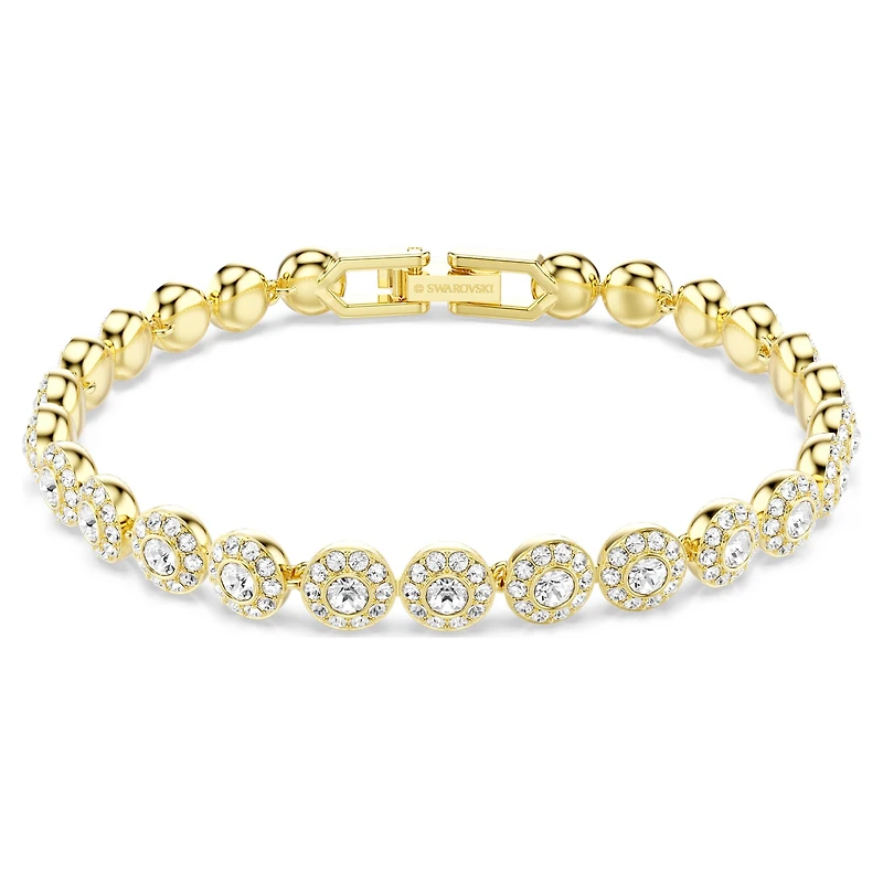 Una Angelic bracelet, Round cut, White, 18K gold finish