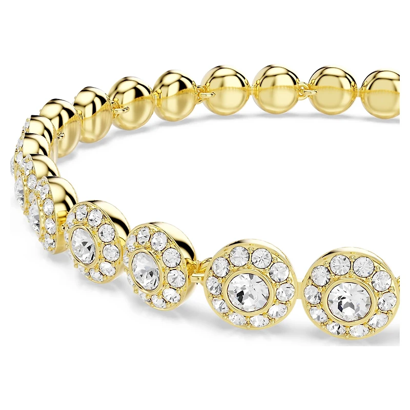 Una Angelic bracelet, Round cut, White, 18K gold finish