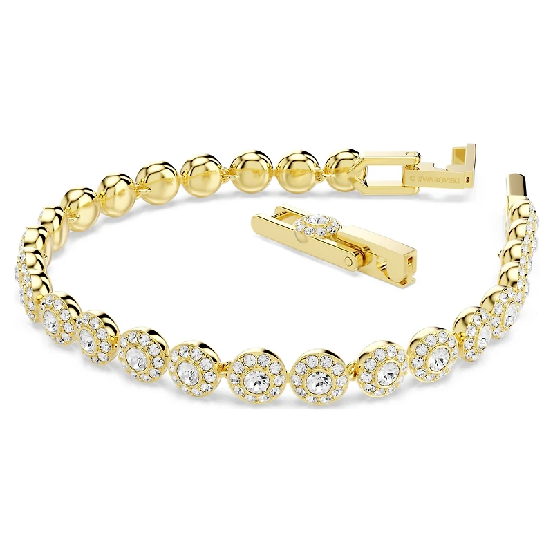 Una Angelic bracelet, Round cut, White, 18K gold finish