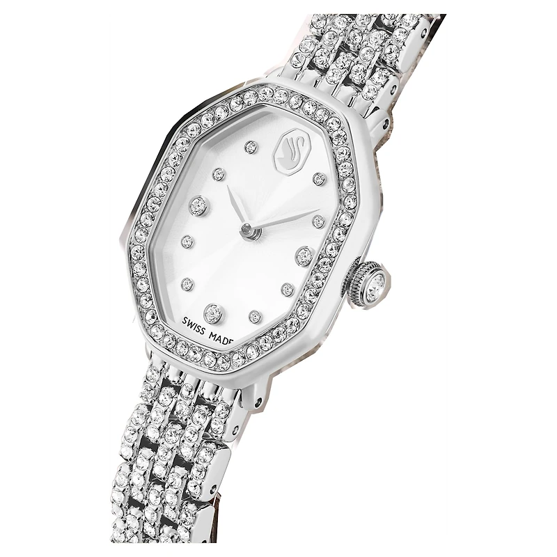 Dextera octagon watch, Swiss Made, Metal bracelet, Silver tone, Stainless steel