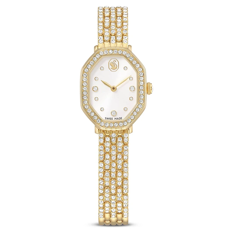 Dextera octagon watch, Swiss Made, Metal bracelet, gold tone