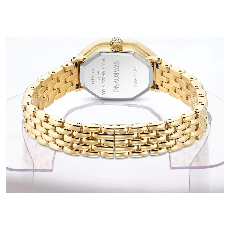 Dextera octagon watch, Swiss Made, Metal bracelet, gold tone