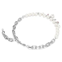 Idyllia necklace, Crystal pearl, Mixed cuts, White, Rhodium plated by SWAROVSKI