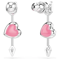 Idyllia drop earrings, Mixed cuts, Heart with arrow, White, Rhodium plated by SWAROVSKI
