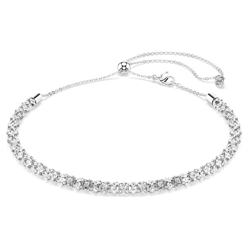 Dextera necklace, Round cut, White, Stainless steel by SWAROVSKI