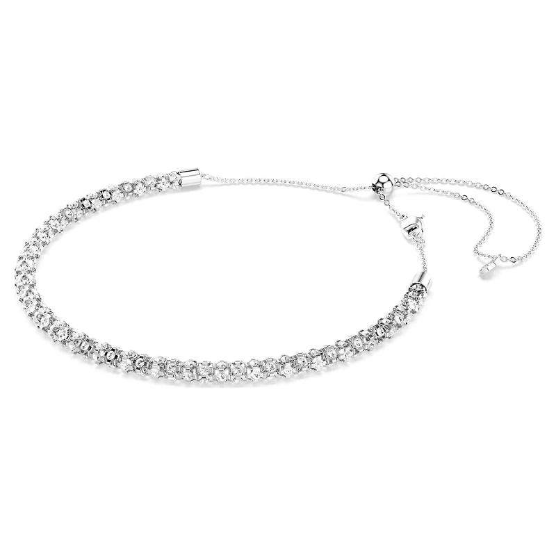 Dextera necklace, Round cut, White, Stainless steel by SWAROVSKI