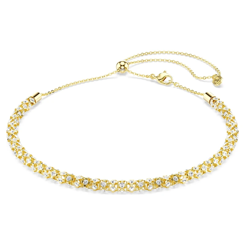 Dextera necklace, Round cut, White, 18K gold finish