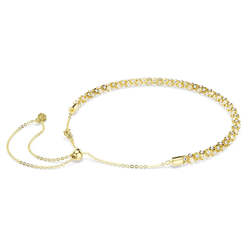 Dextera necklace, Round cut, White, 18K gold finish