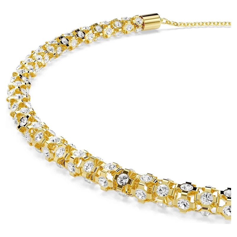 Dextera necklace, Round cut, White, Gold-tone finish by SWAROVSKI