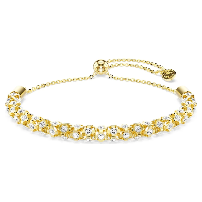Dextera bracelet, Round cut, White, 18K gold finish